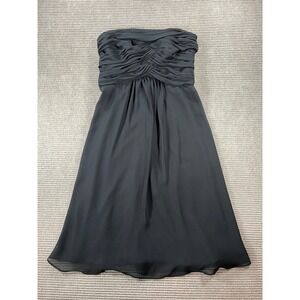 White House Black Market Black Strapless Ruched‎ Chiffon Cocktail Dress Size 2